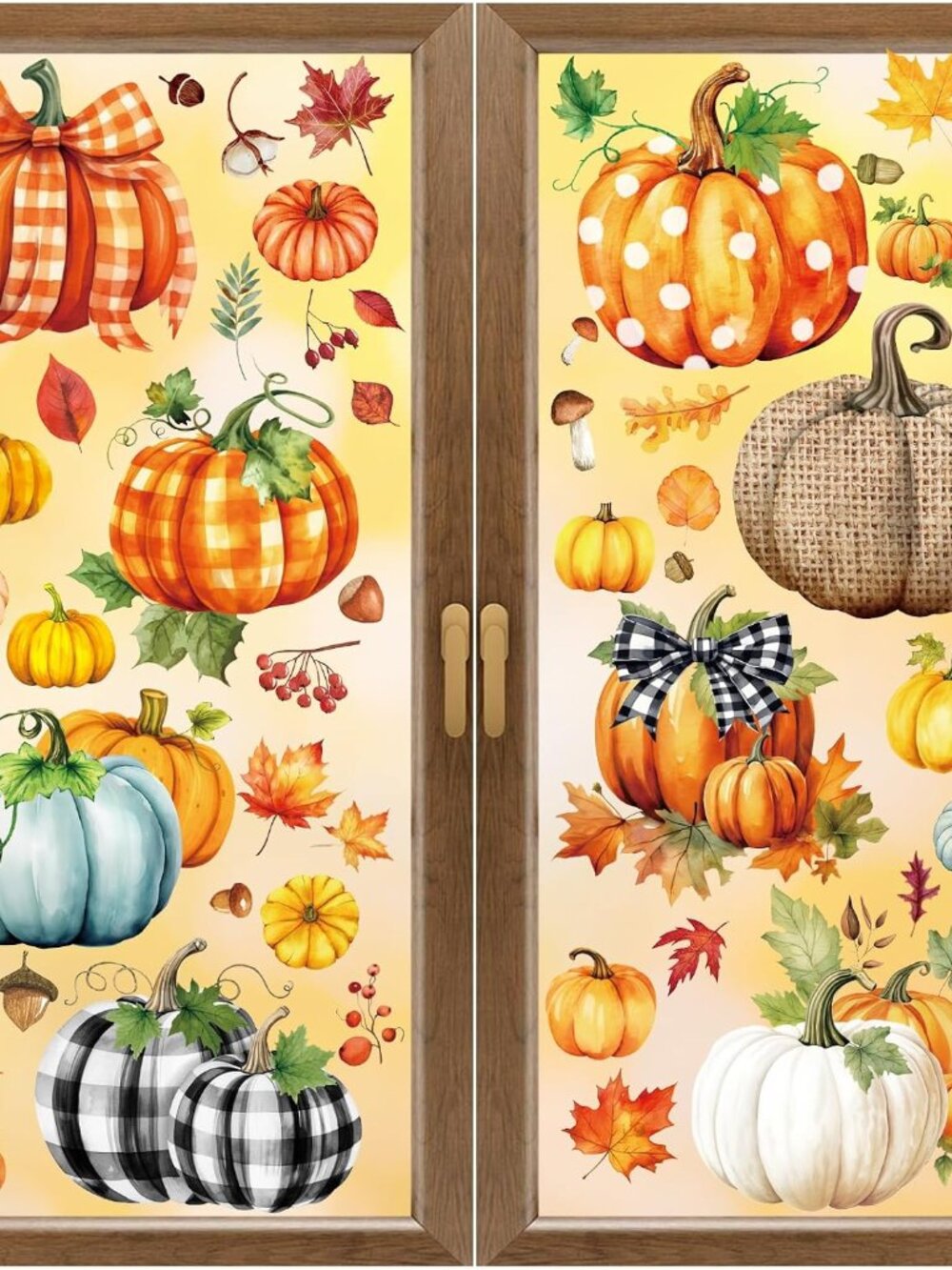 8 Sheets Fall Window Clings Pumpkin Glass Window Clings Fall Decorations for Hom